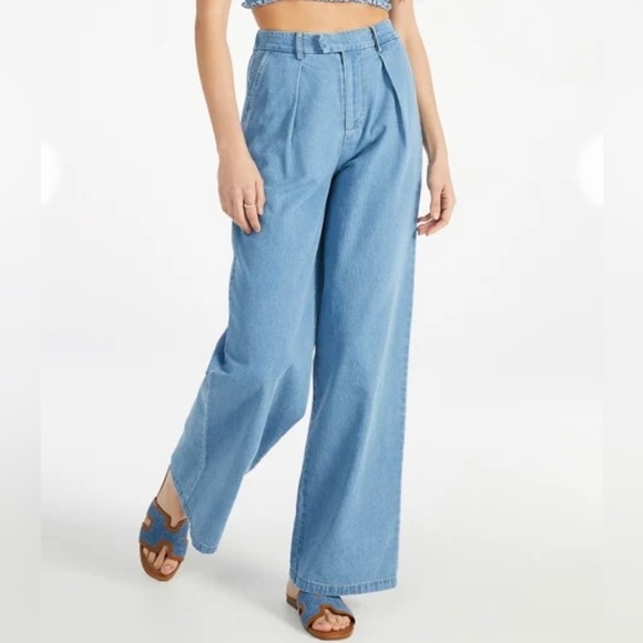 JustFab Hayden Clean Front Denim Trousers - Picture 1 of 9